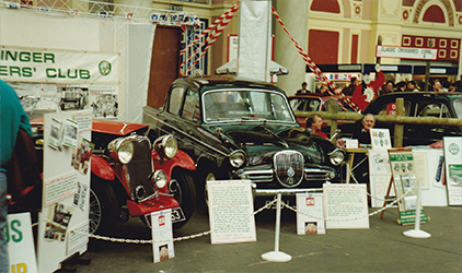 Photo of Singer car at 1980s Alexandra Palace show